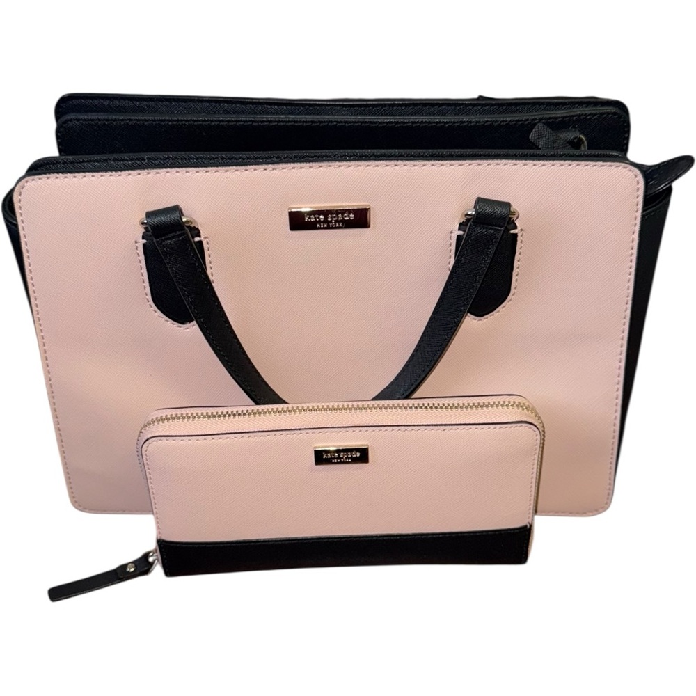 Kate Spade Black and Cream Wallet and Bag Set